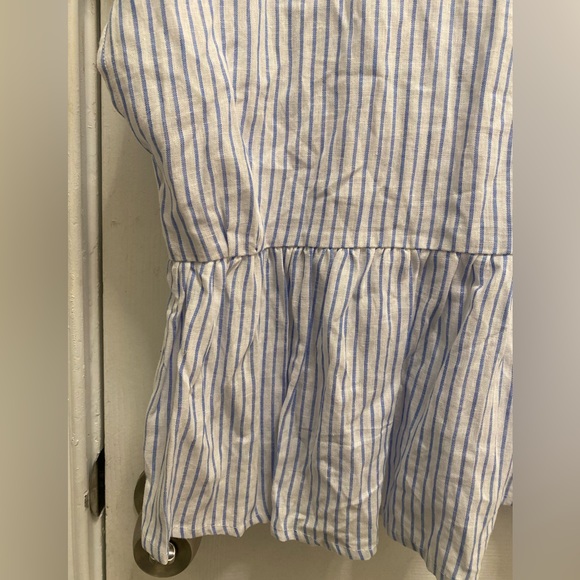 3/$25! NEW! Women’s Boutique Classic Carol Button Up Striped Linen Peplum Top M - Picture 15 of 16